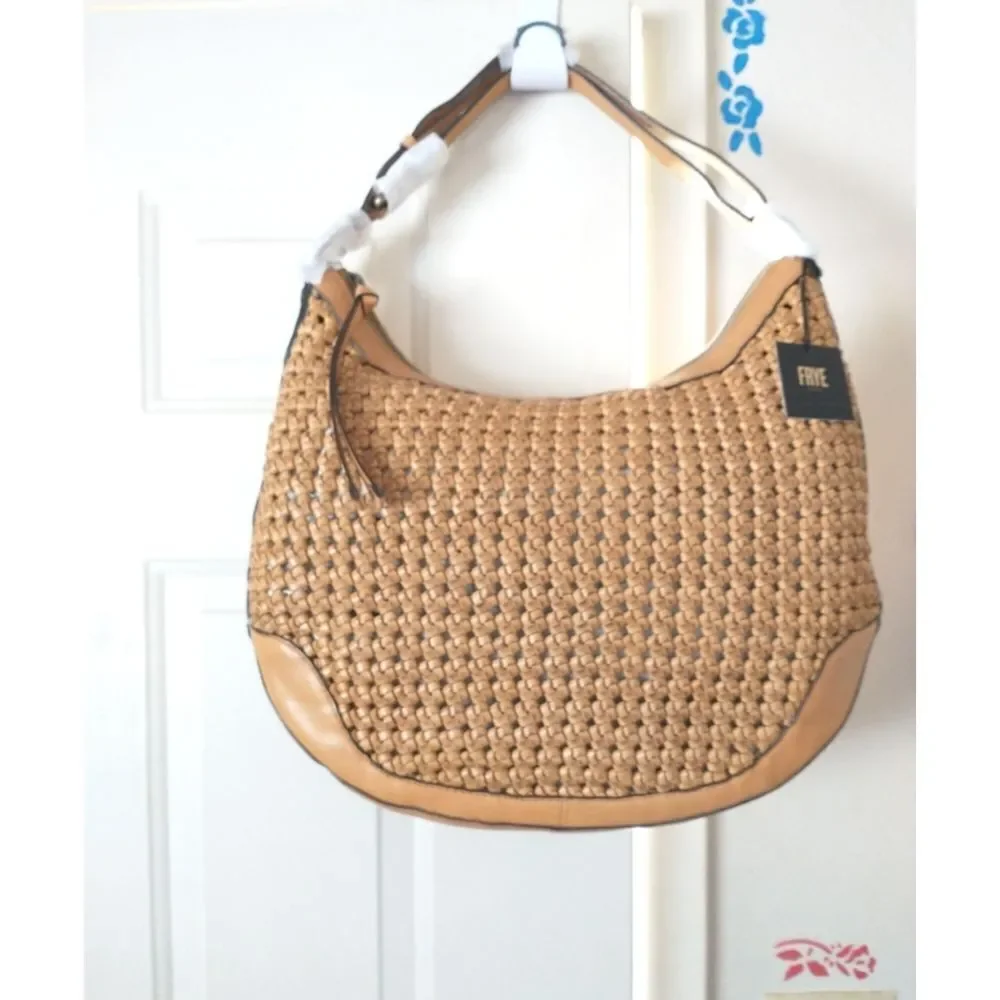 New! FRYE Melissa Woven Leather Scooped Hobo Bag Handbag Adjustable Strap